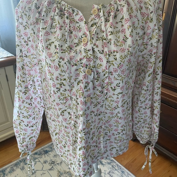 J.Crew Tie Sleeve Cotton Top-Meadow Floral Print-Small-NWOT - Picture 2 of 10